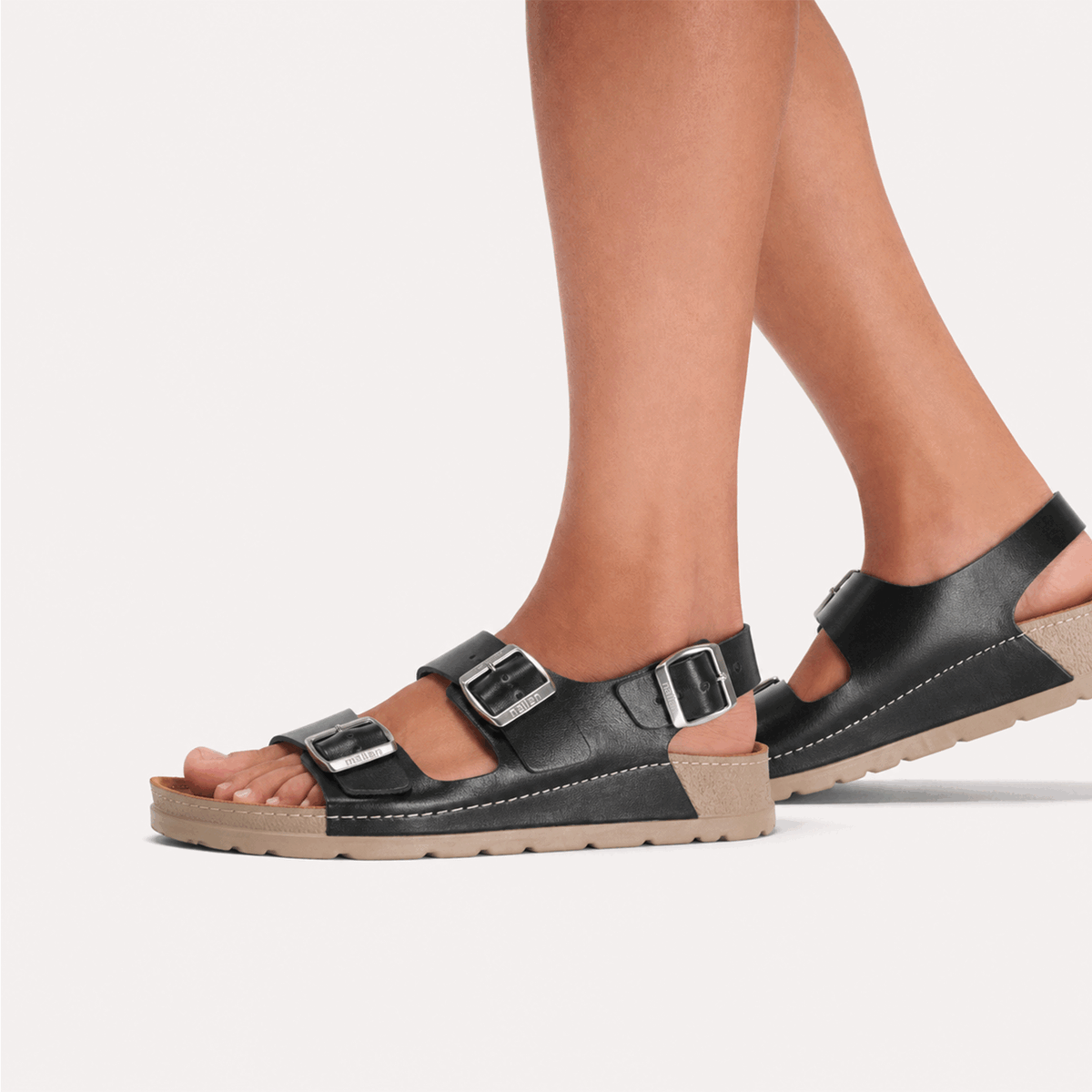 NALLAN Gaia Black women's leather sandals – view 2