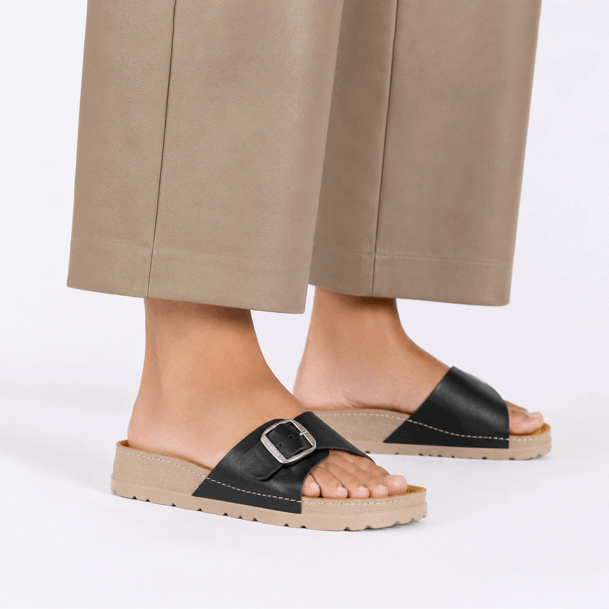 NALLAN Lura Black women's buckle slides – view 2