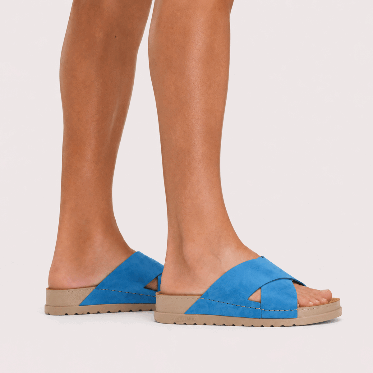 NALLAN Zoe Blue women's leather slides – view 2