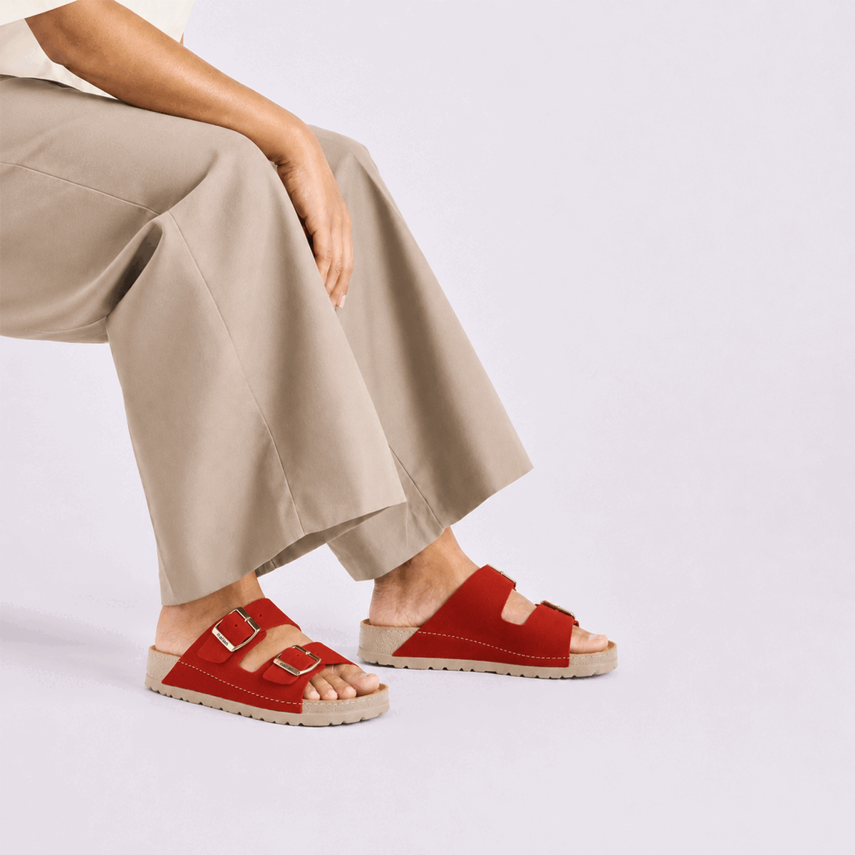NALLAN Rubik Burgundy women's two-strap slides – view 2