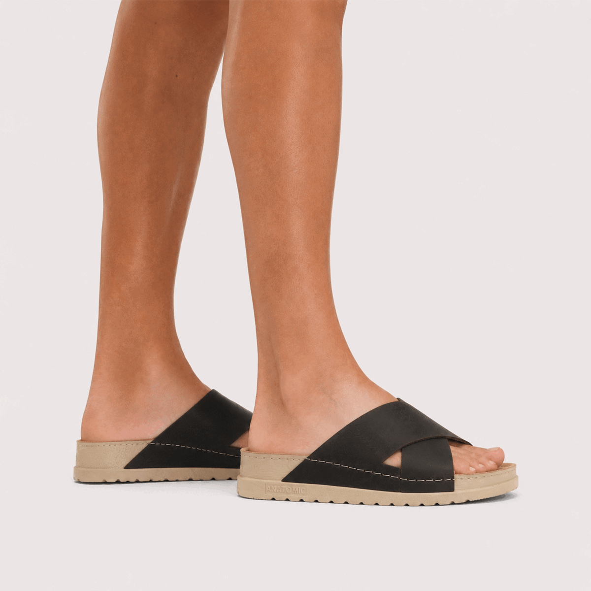 NALLAN Zoe Coffee women's leather slides – view 2