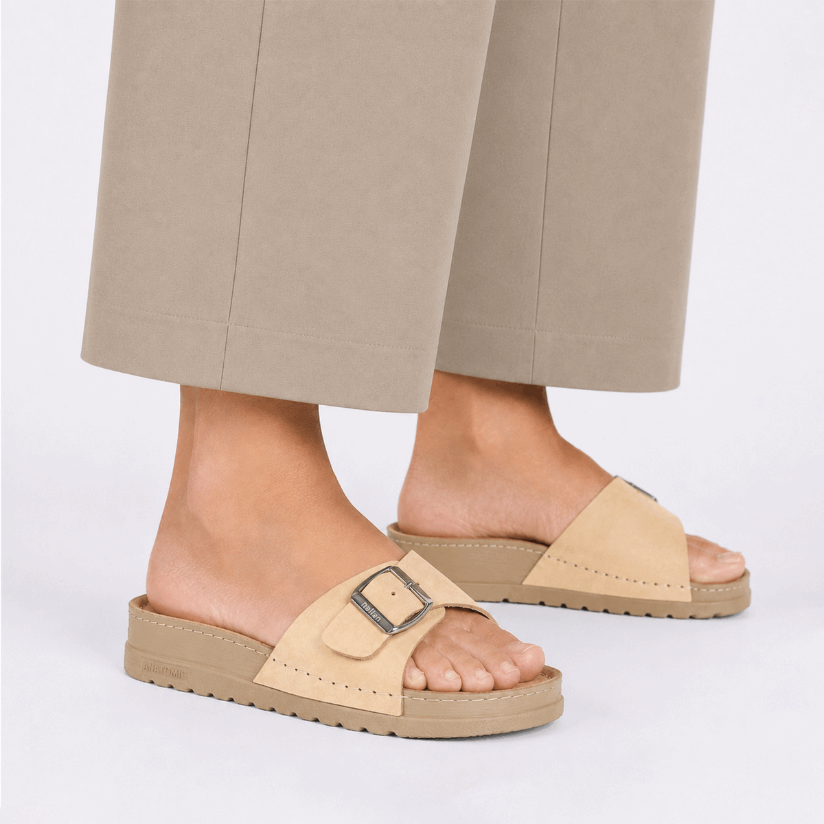 NALLAN Lura Cream women's buckle slides – view 2