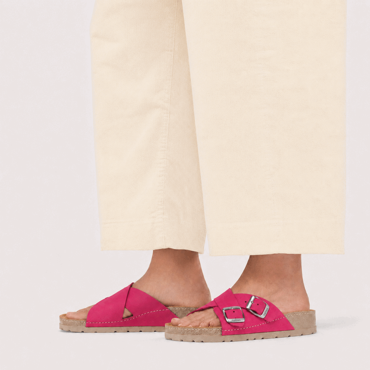NALLAN Serena Dark Pink women's leather slides – view 2