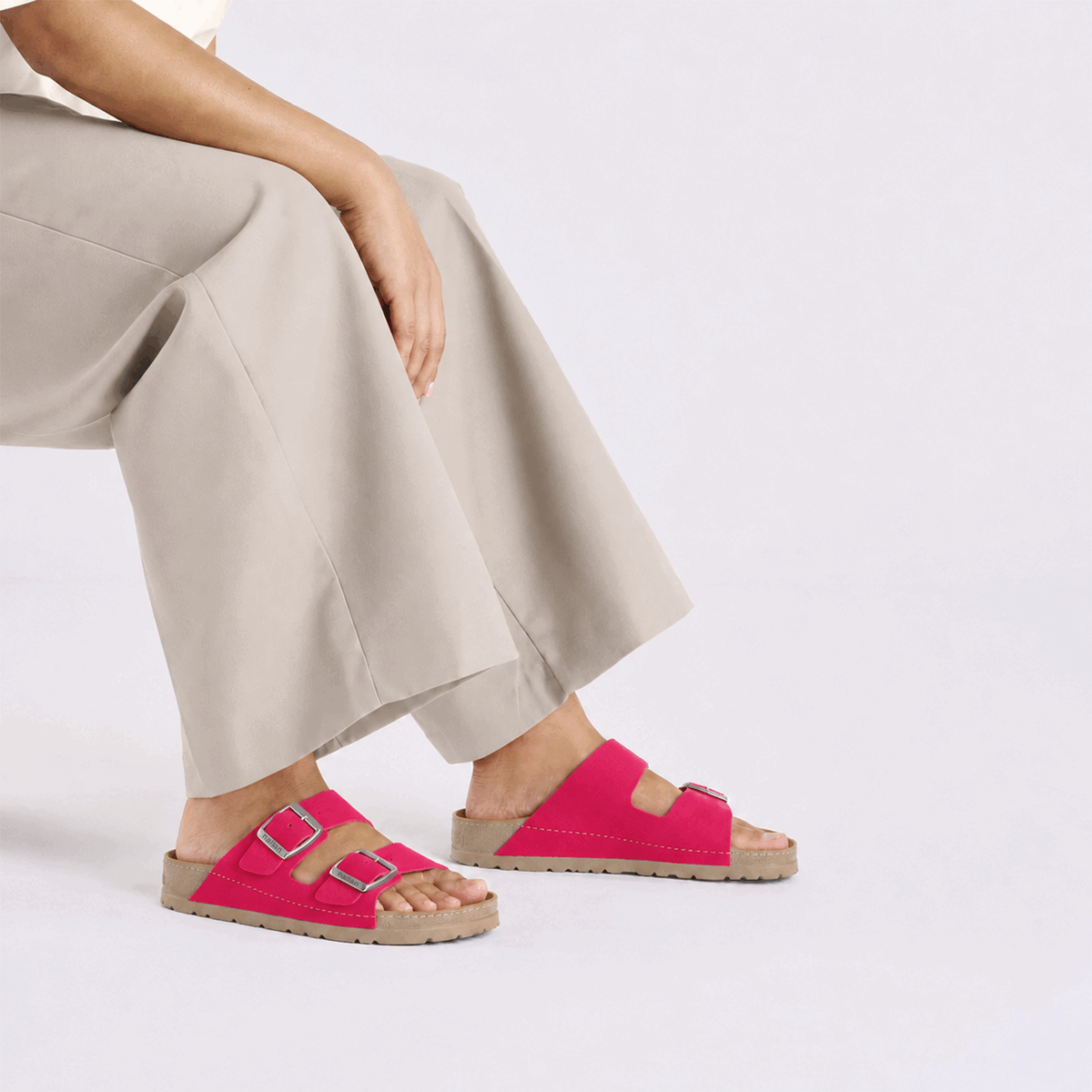 NALLAN Rubik Dark Pink women's two-strap slides – view 2
