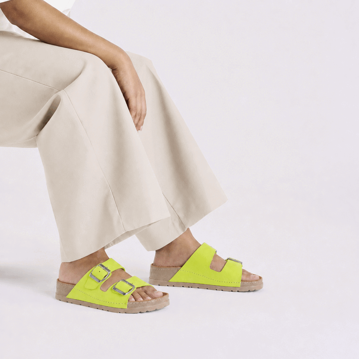 NALLAN Rubik Lime women's two-strap slides – view 2