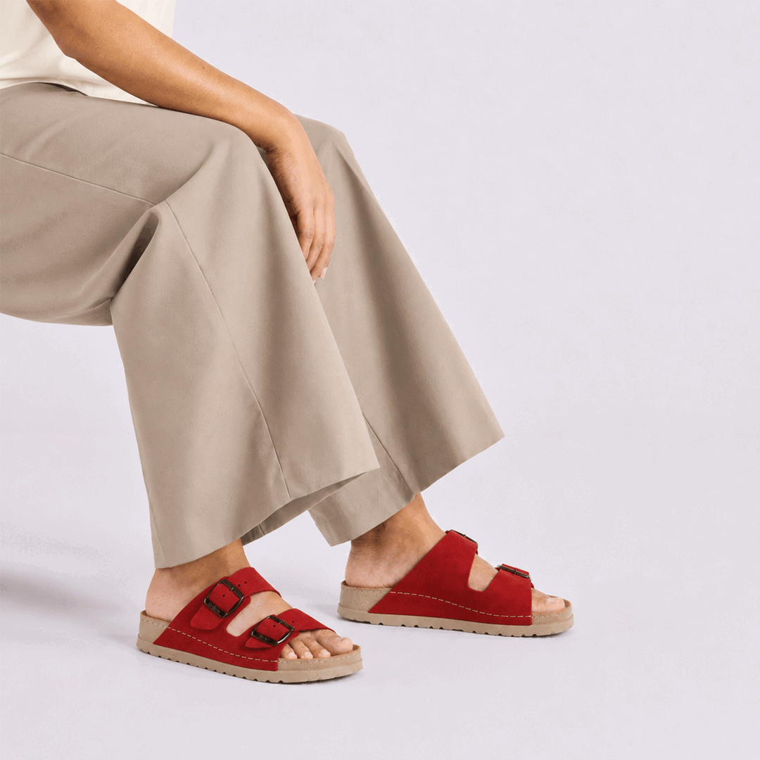NALLAN Rubik Maroon women's two-strap slides – view 2