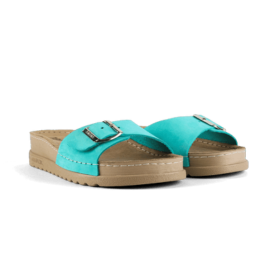 NALLAN Lura Sky Blue women's buckle slides