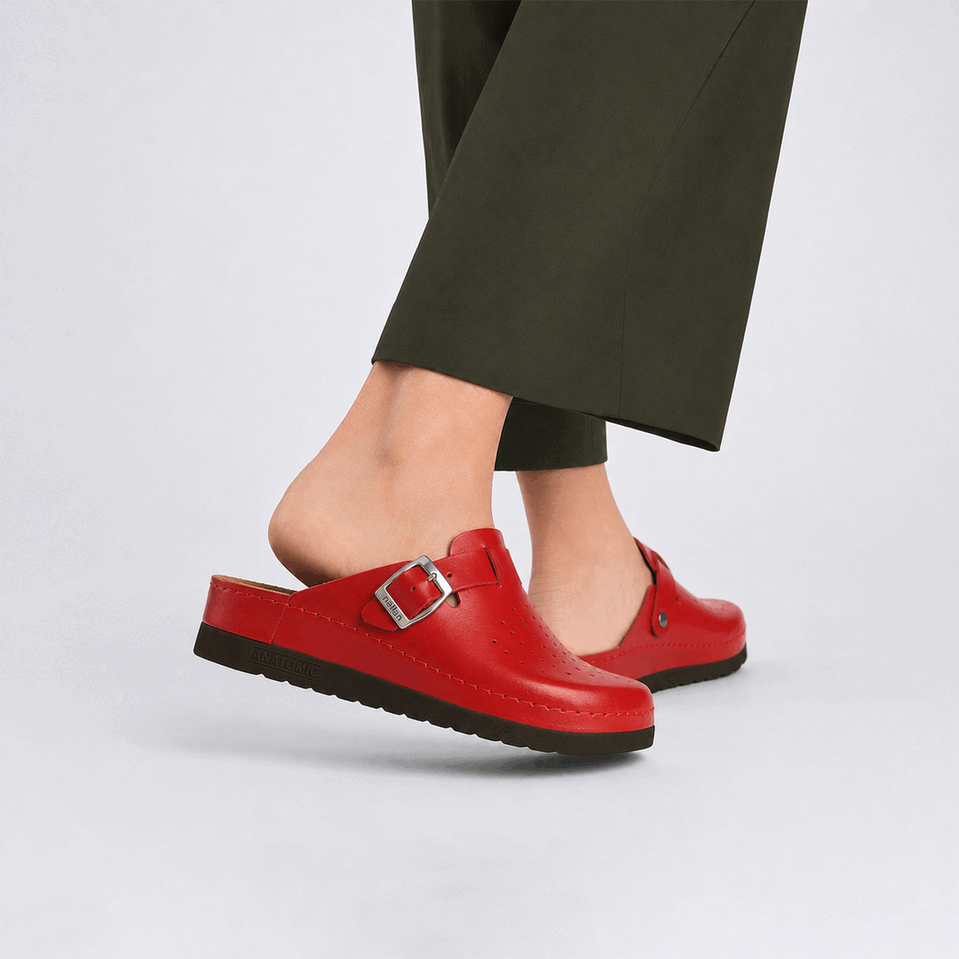 NALLAN Priam Red N352 leather work clogs – view 2