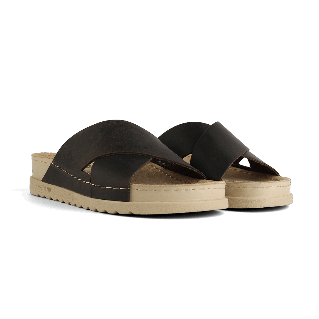 NALLAN Zoe Coffee women's leather slides