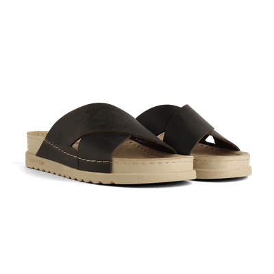 NALLAN Zoe Coffee women's leather slides
