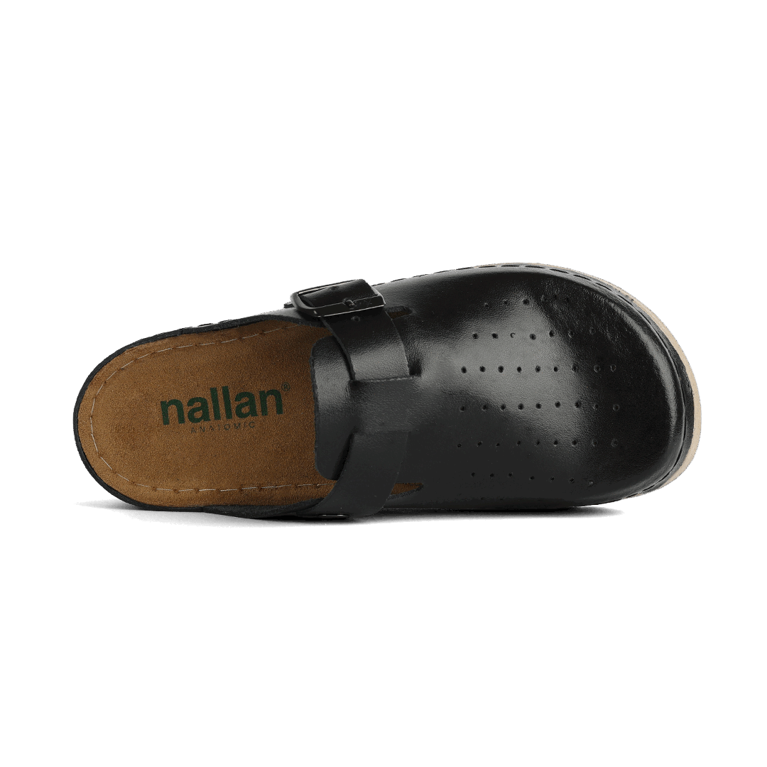 NALLAN Priam Black matte leather work clogs – view 3