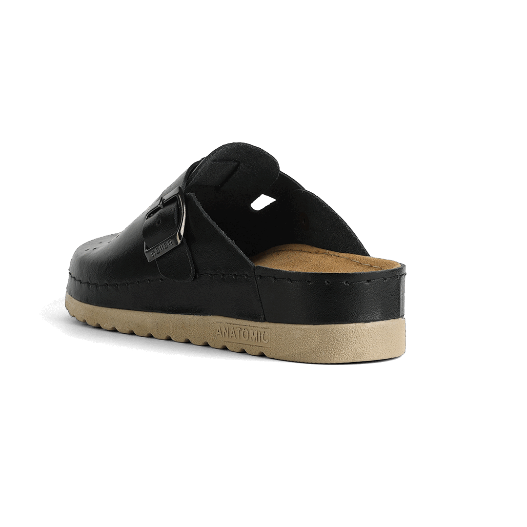 NALLAN Priam Black matte leather work clogs – view 4
