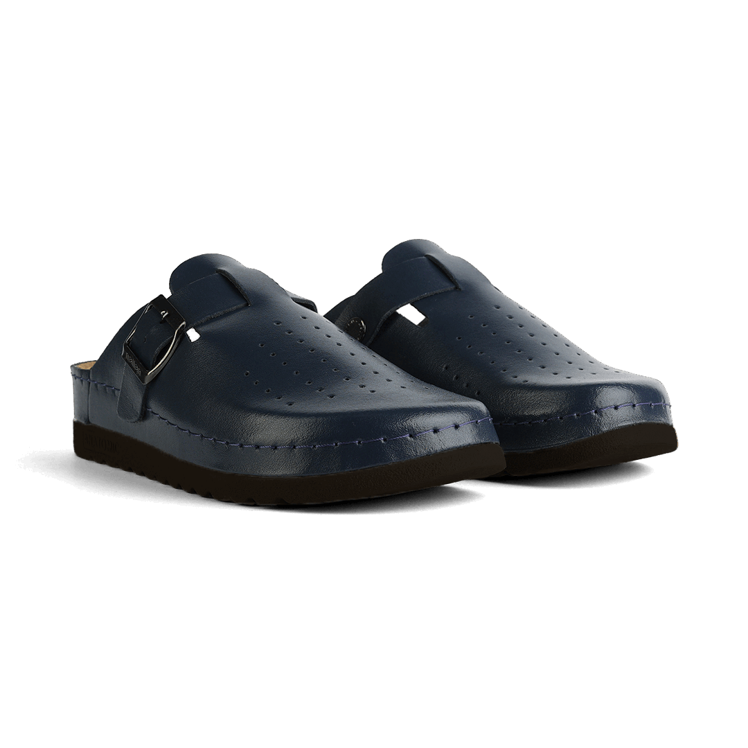 NALLAN Priam Dark Blue N352 leather work clogs