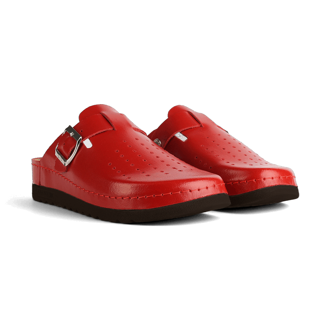 NALLAN Priam Red N352 leather work clogs
