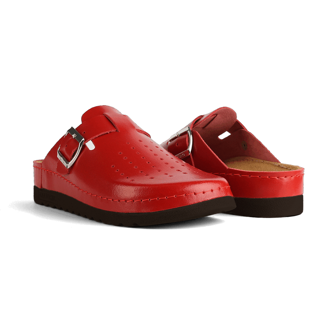 NALLAN Priam Red N352 leather work clogs – view 3