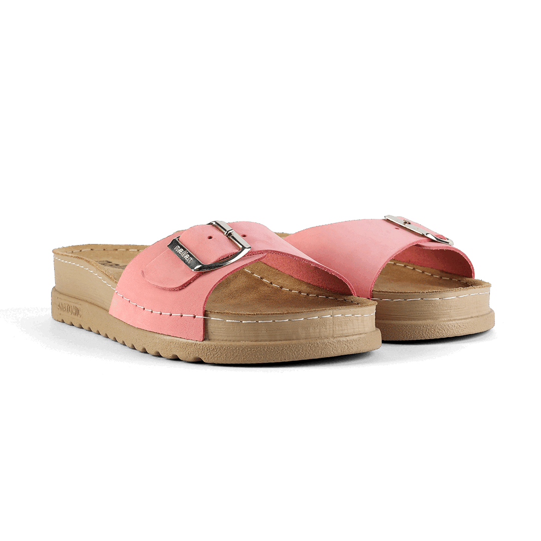 NALLAN Lura Pastel Pink women's buckle slides