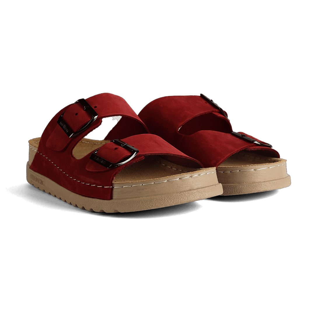 NALLAN Rubik Maroon women's two-strap slides