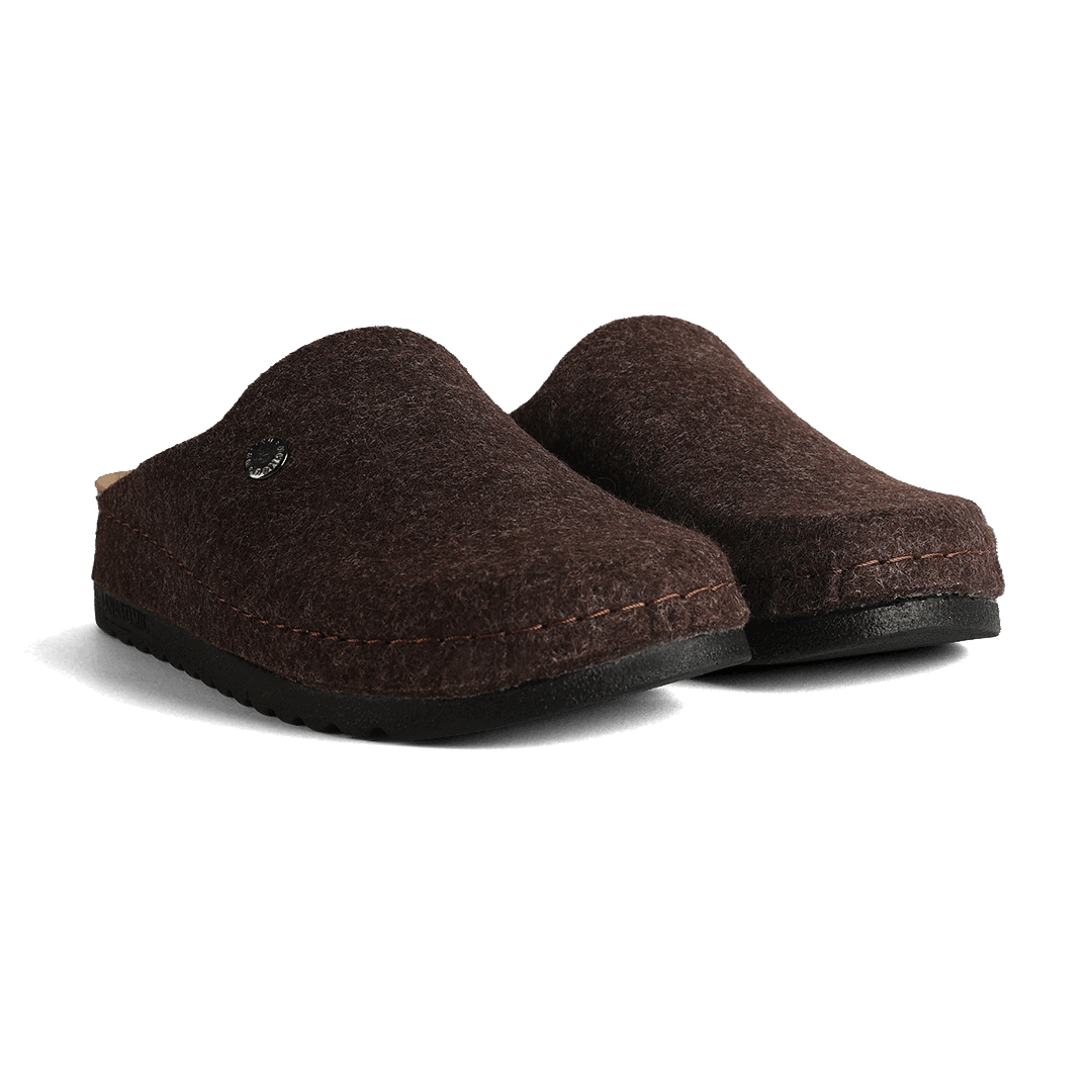 NALLAN Lana Dark Brown felted wool slippers