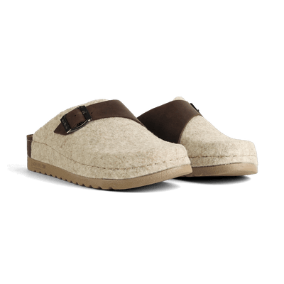NALLAN Lana Beige & Brown felted wool slippers