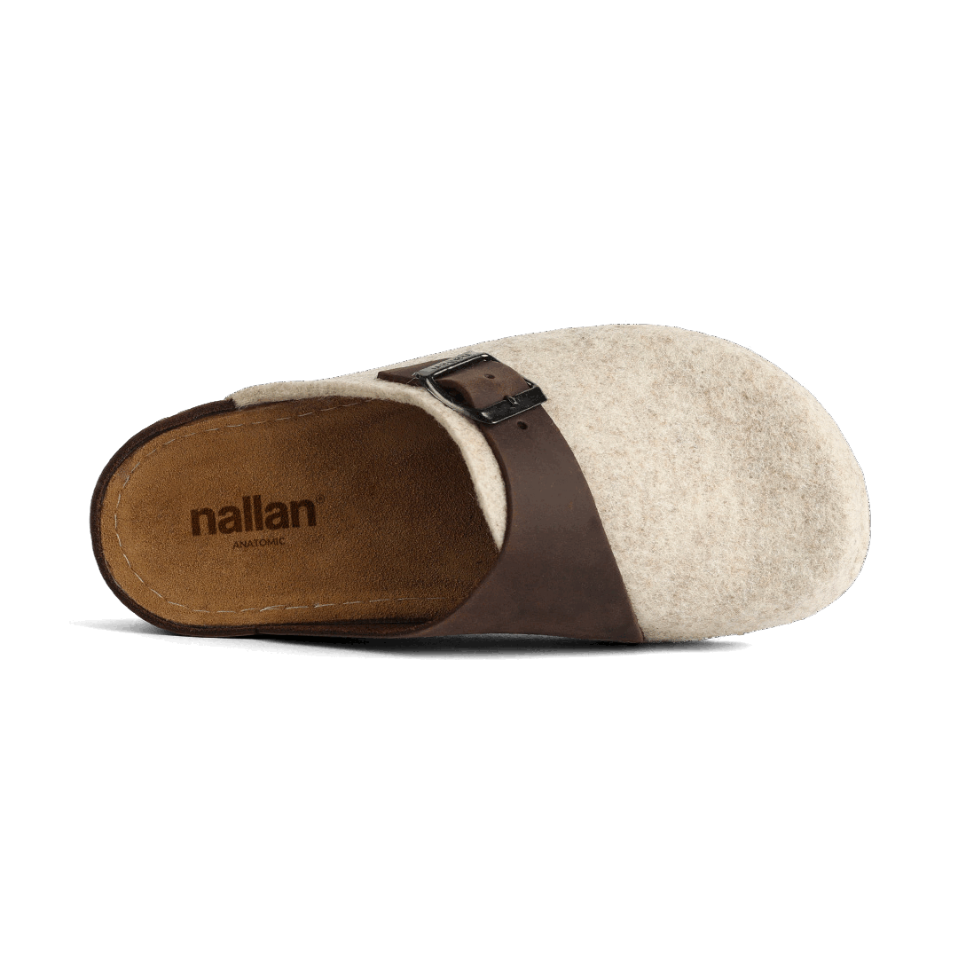 NALLAN Lana Beige & Brown felted wool slippers – view 3