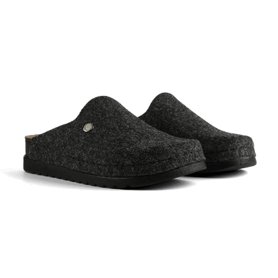 NALLAN Lana Black Matte felted wool slippers