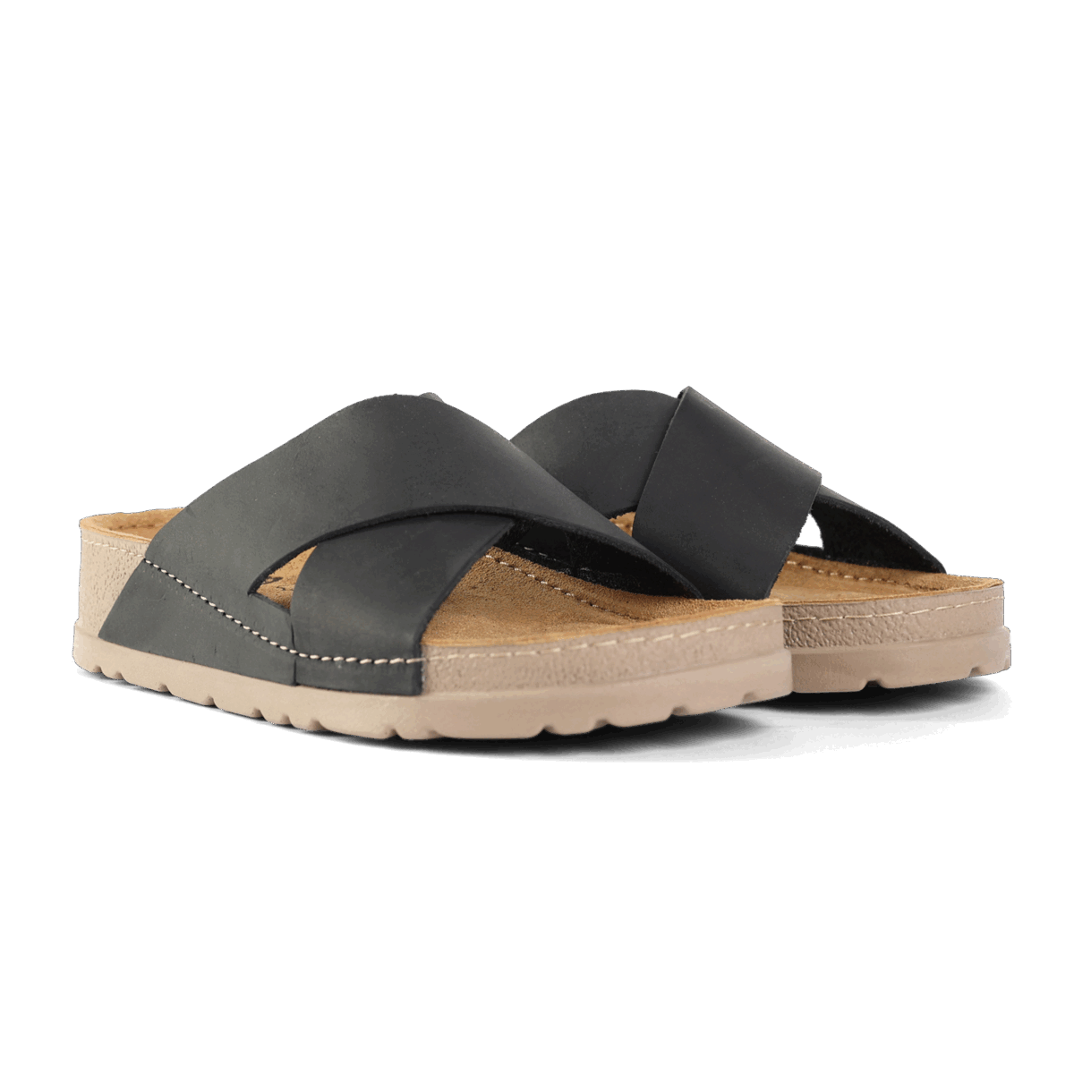 NALLAN Zoe Black women's leather slides