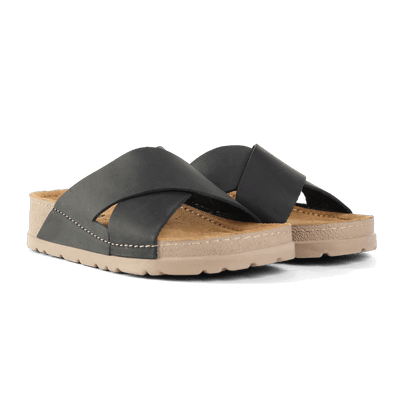 NALLAN Zoe Black women's leather slides