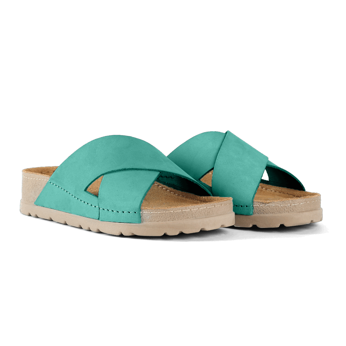 NALLAN Zoe Turquoise women's leather slides