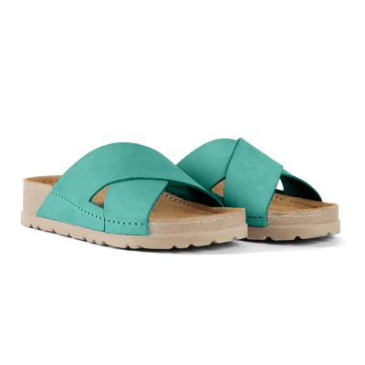 NALLAN Zoe Turquoise women's leather slides