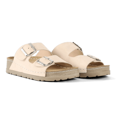 NALLAN Rubik Beige women's two-strap slides