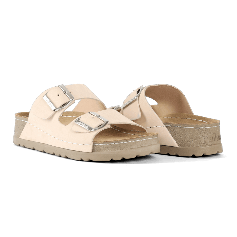 NALLAN Rubik Beige women's two-strap slides – view 3