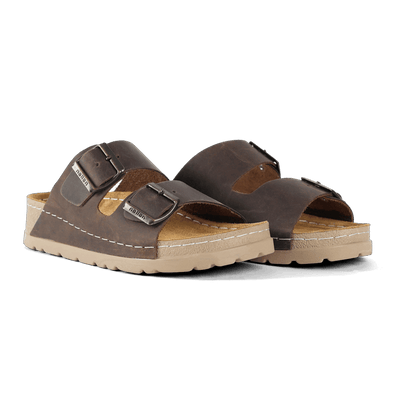NALLAN Rubik Coffee women's two-strap slides
