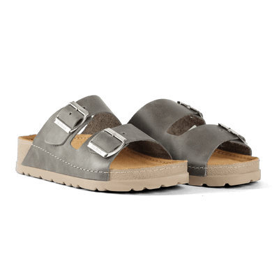 NALLAN Rubik Dark Gray women's two-strap slides