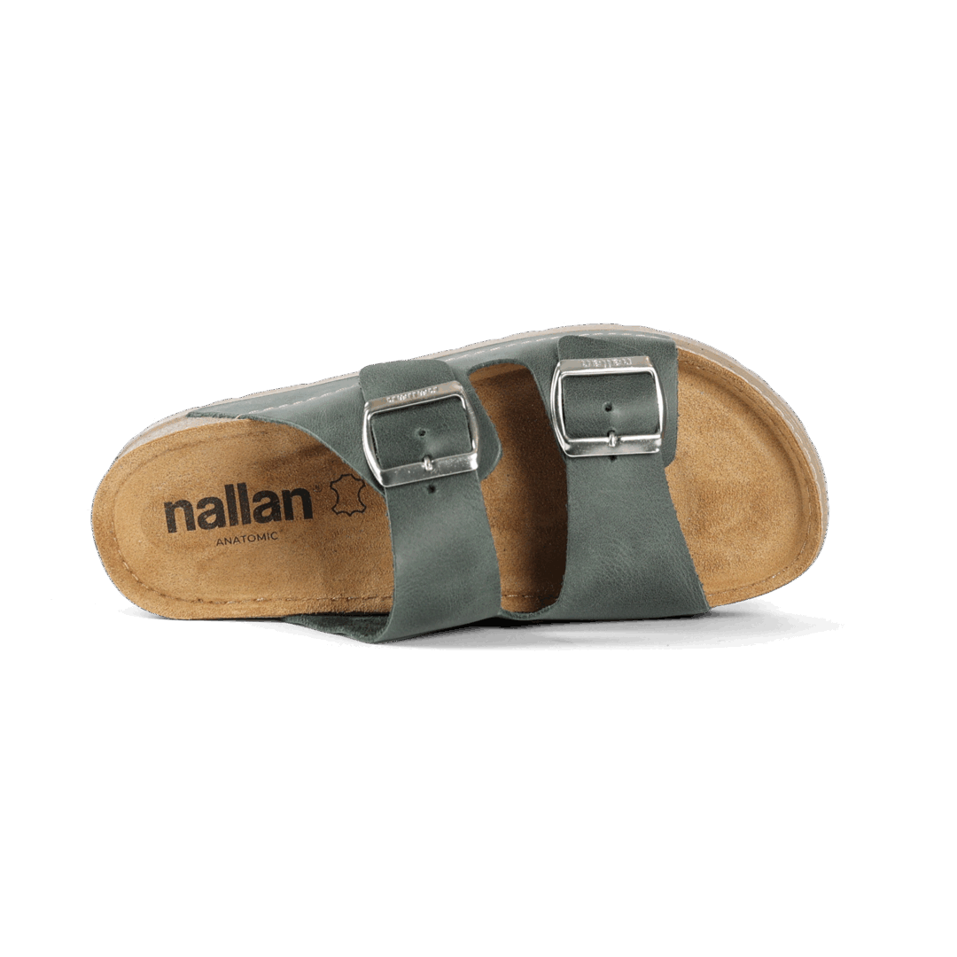 NALLAN Rubik Forest Green women's two-strap slides – view 4