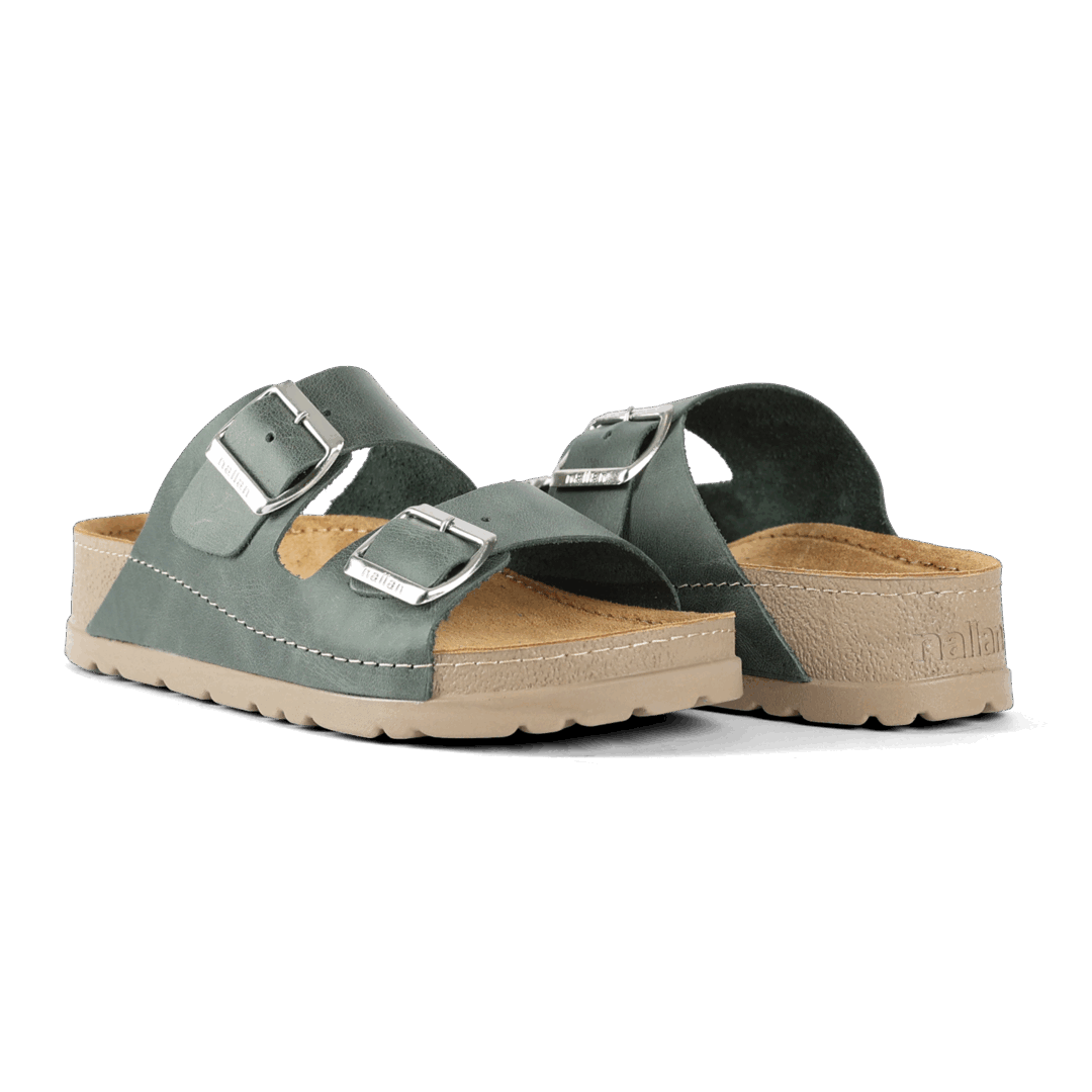 NALLAN Rubik Forest Green women's two-strap slides – view 3