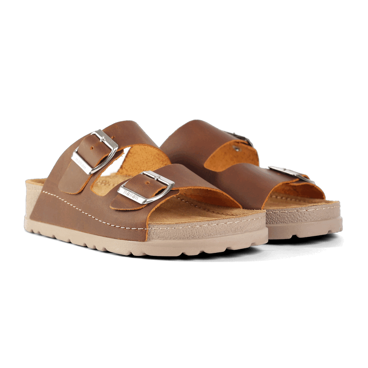 NALLAN Rubik Fudge women's two-strap slides