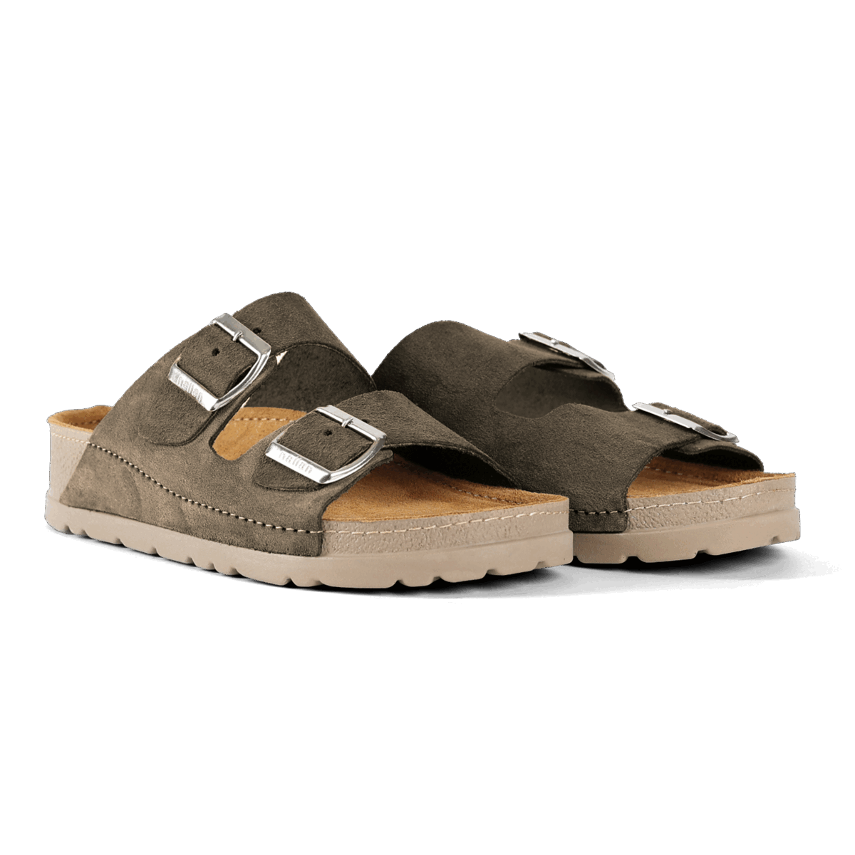 NALLAN Rubik Taupe men's two-strap slides