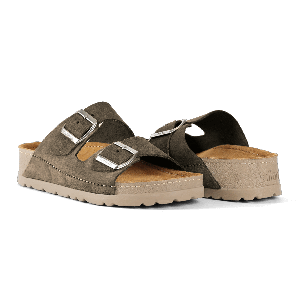 NALLAN Rubik Taupe men's two-strap slides – view 3