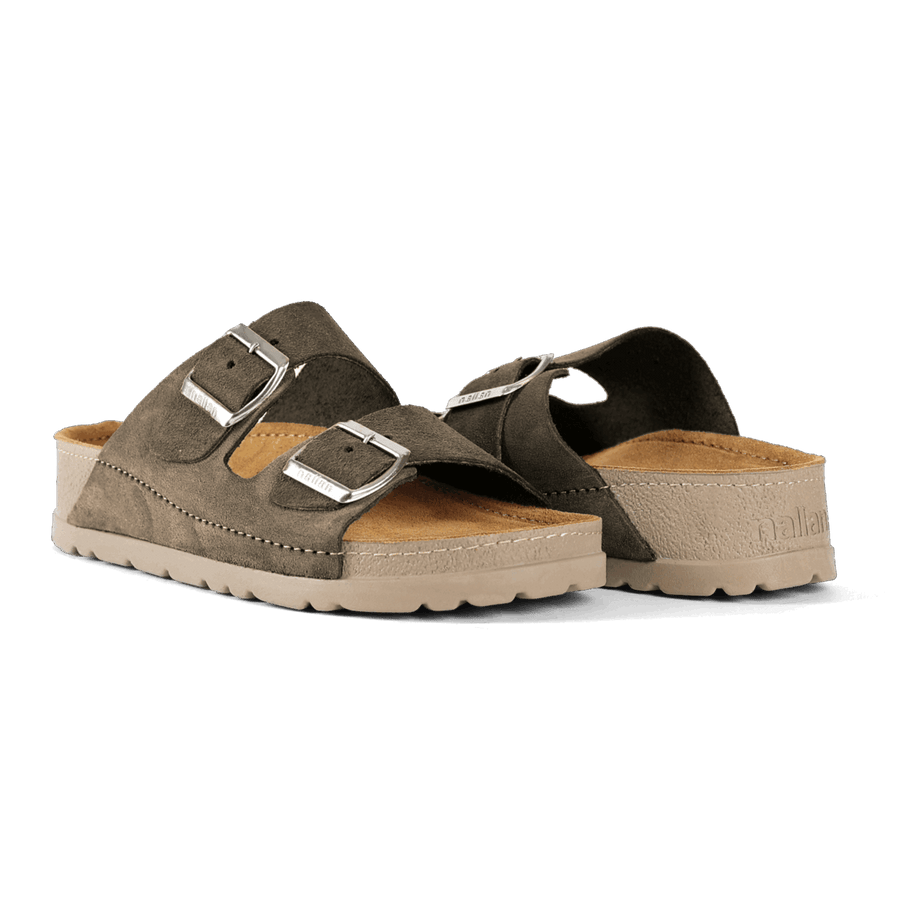 NALLAN Rubik Taupe men's two-strap slides – view 3