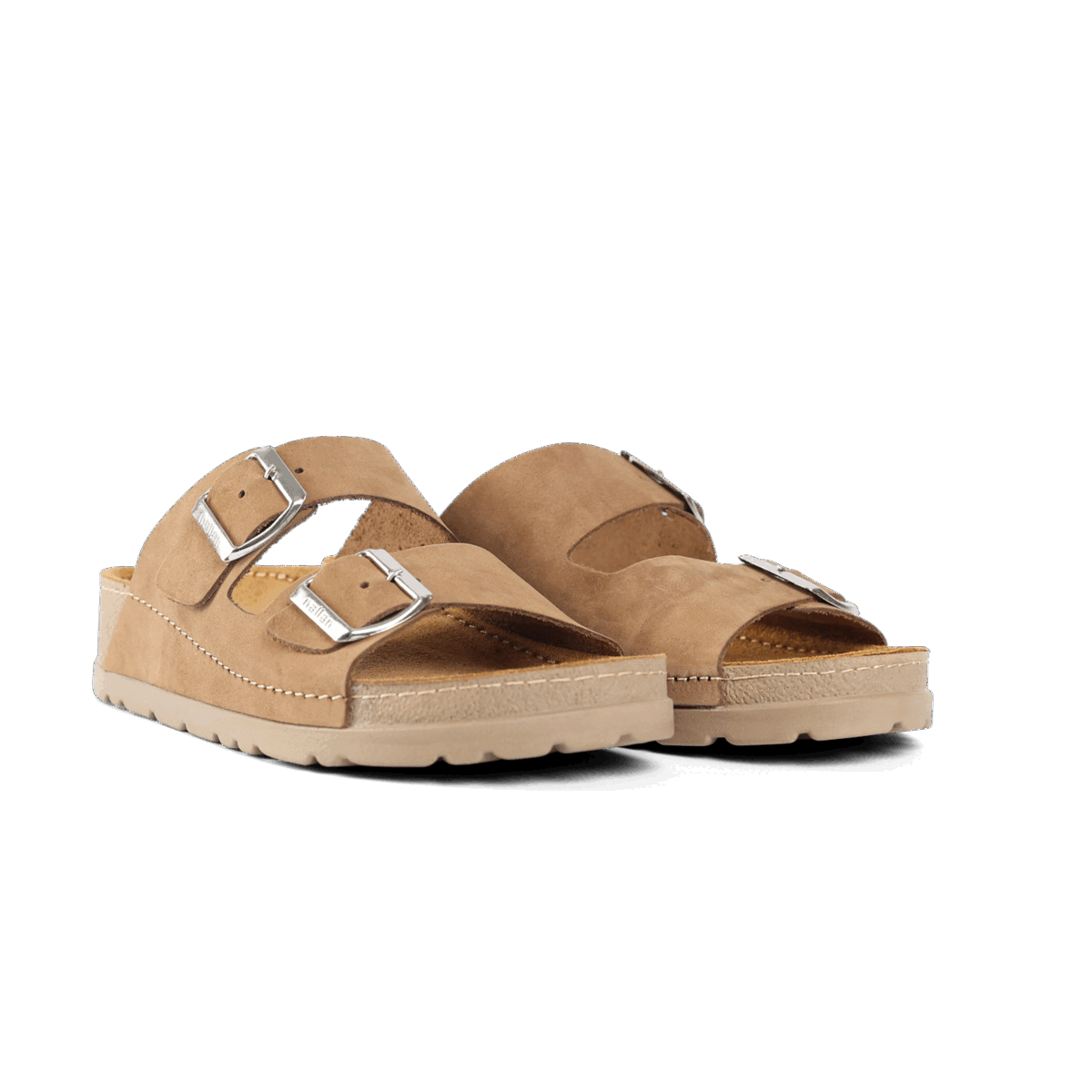 NALLAN Rubik Olive women's two-strap slides