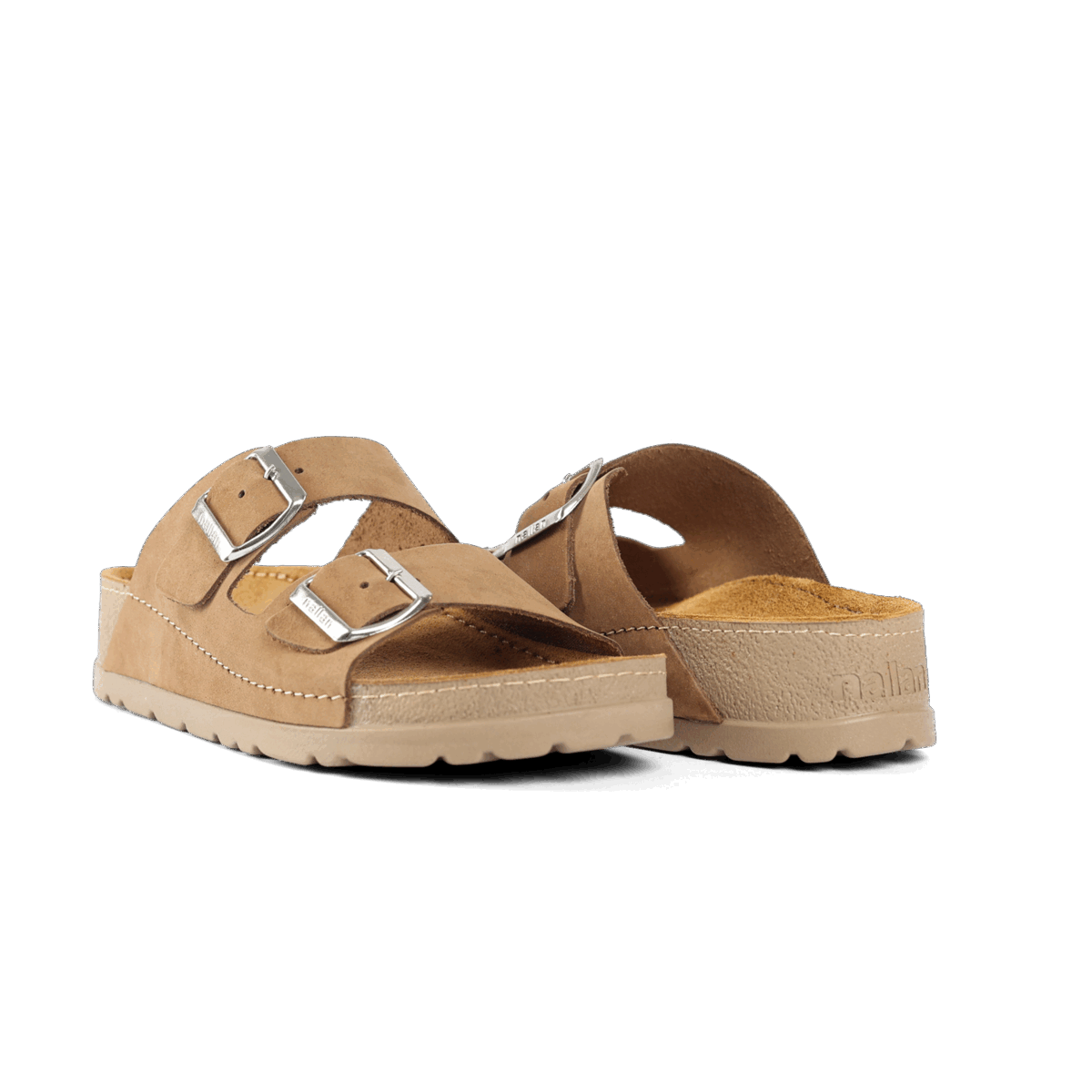 NALLAN Rubik Olive women's two-strap slides – view 3