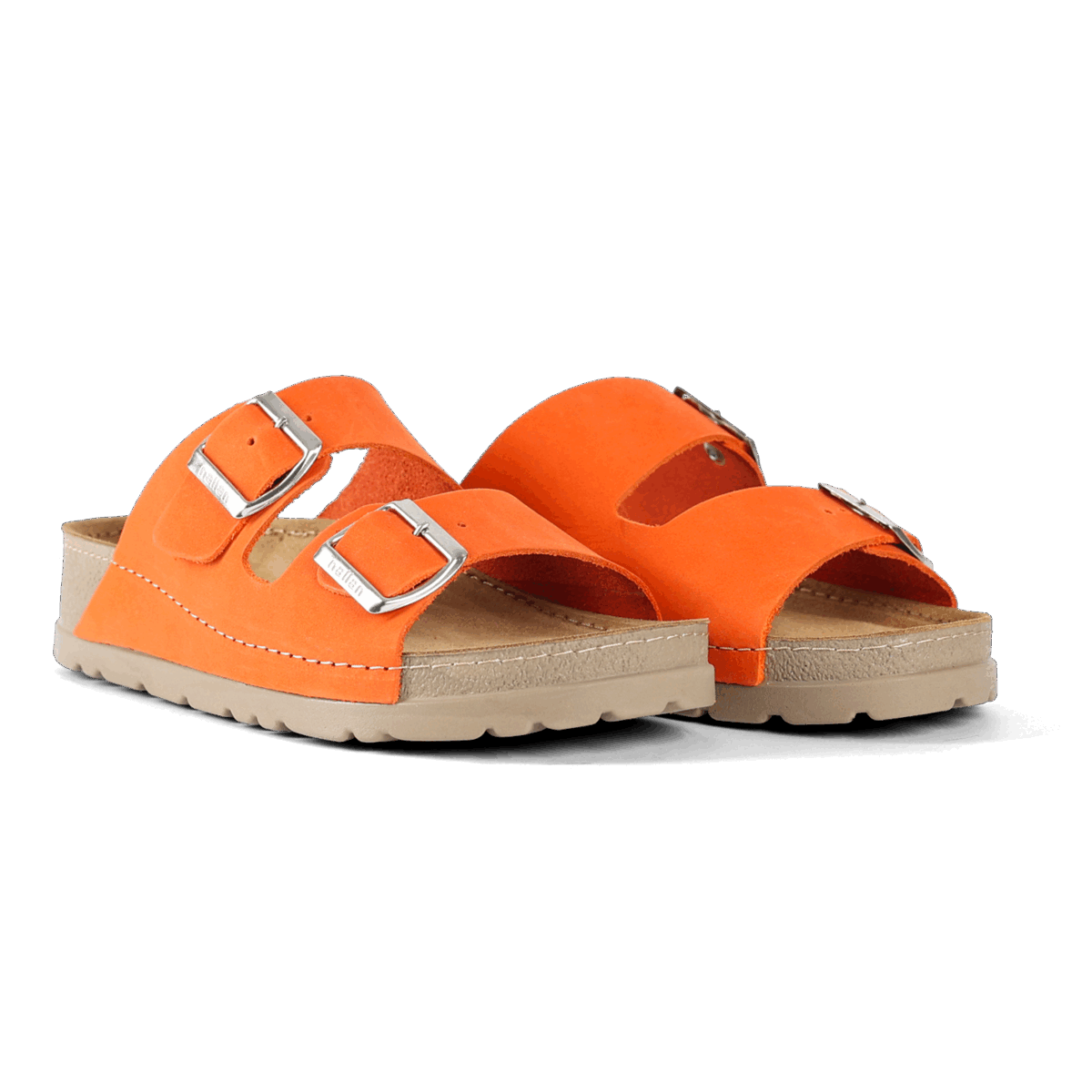 NALLAN Rubik Orange women's two-strap slides
