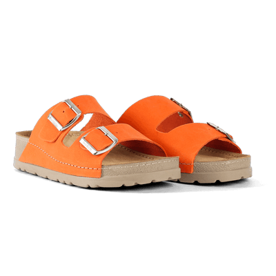 NALLAN Rubik Orange women's two-strap slides