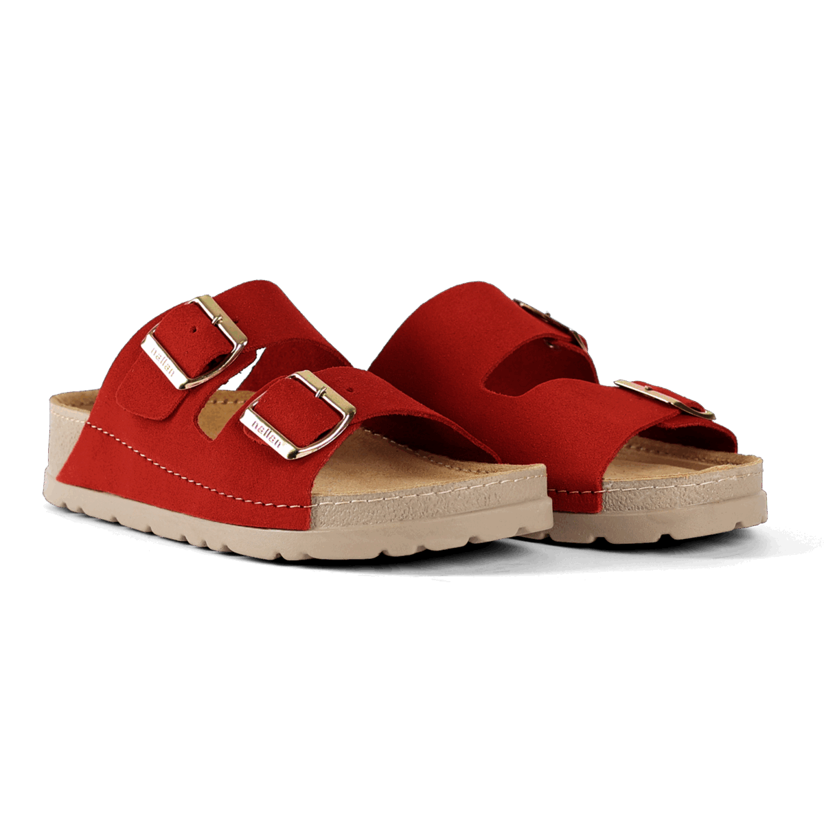 NALLAN Rubik Burgundy women's two-strap slides
