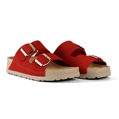 NALLAN Rubik Burgundy women's two-strap slides