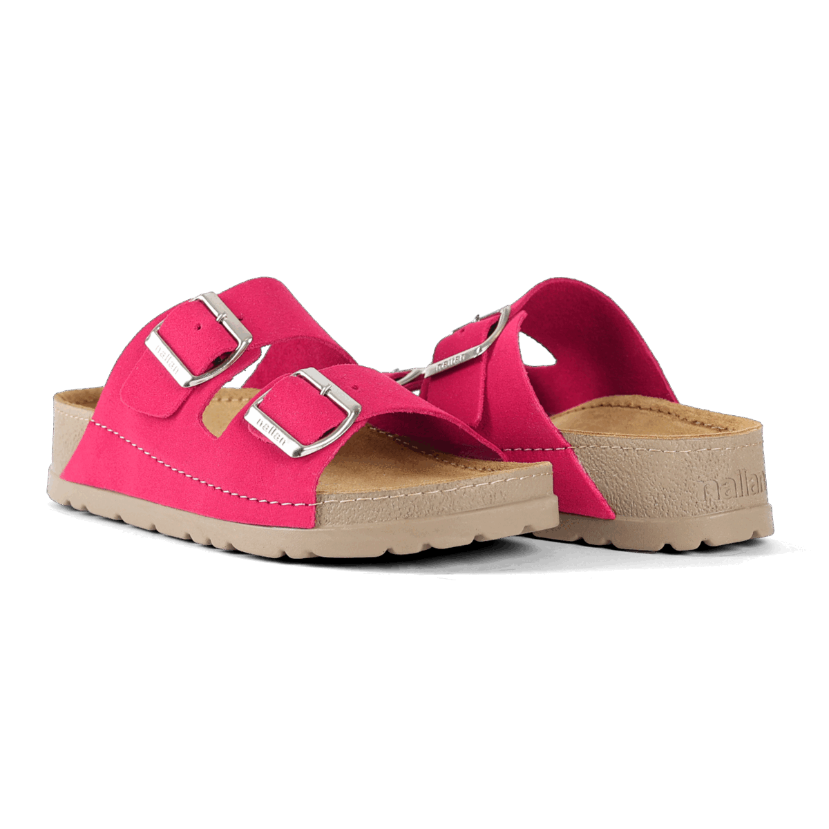 NALLAN Rubik Dark Pink women's two-strap slides – view 3