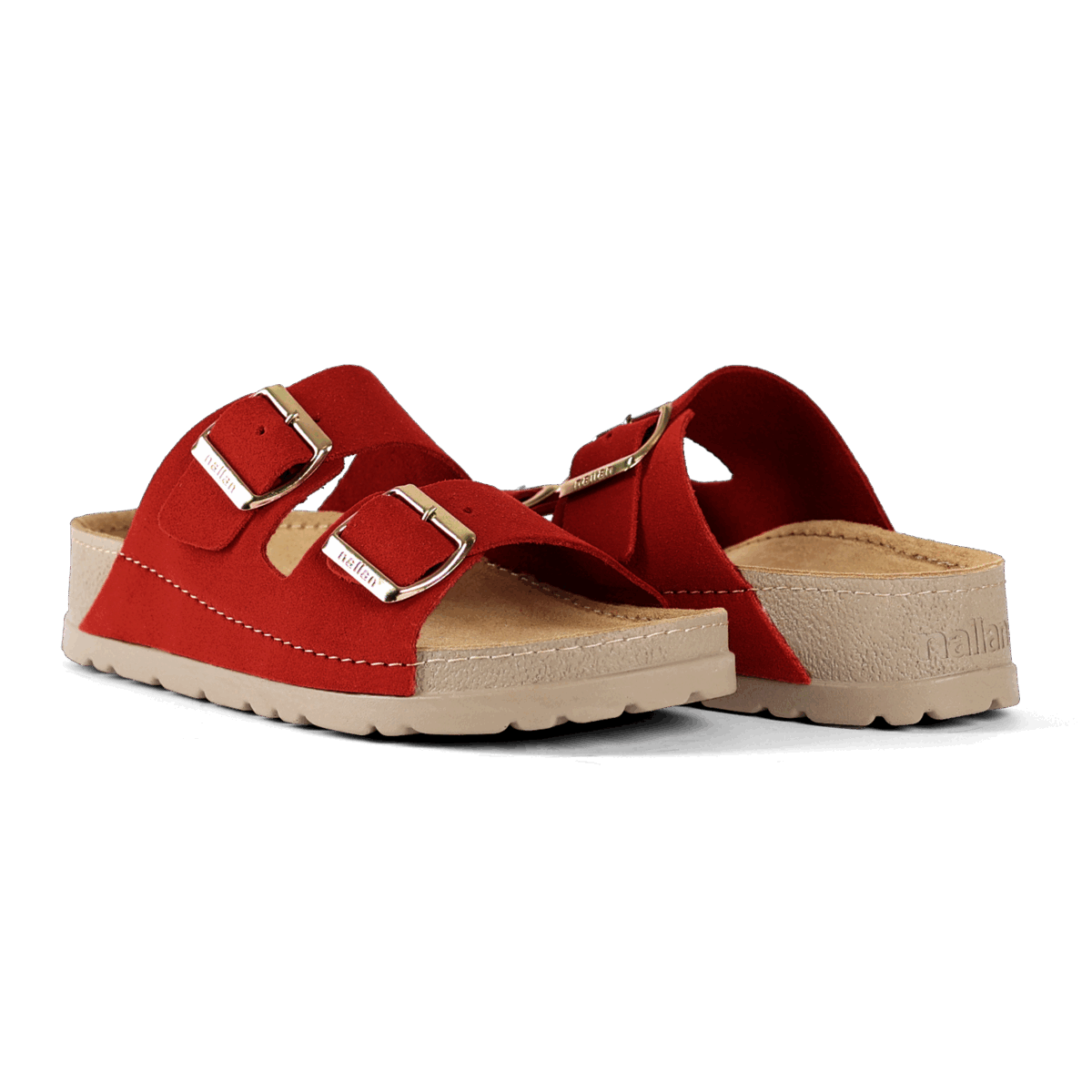 NALLAN Rubik Burgundy women's two-strap slides – view 3
