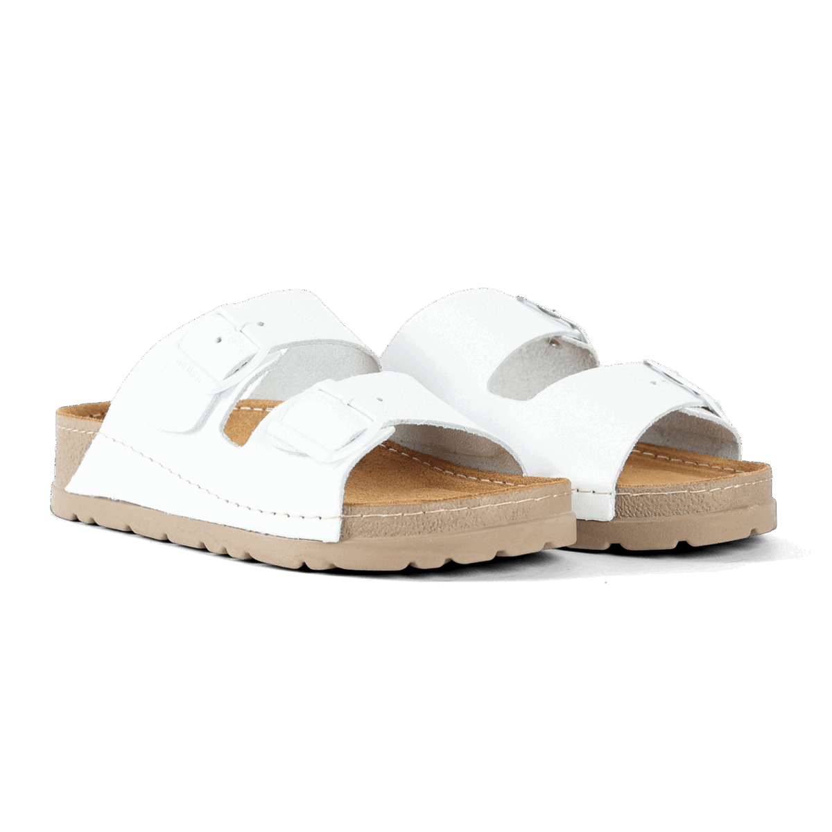 NALLAN Rubik White women's two-strap slides