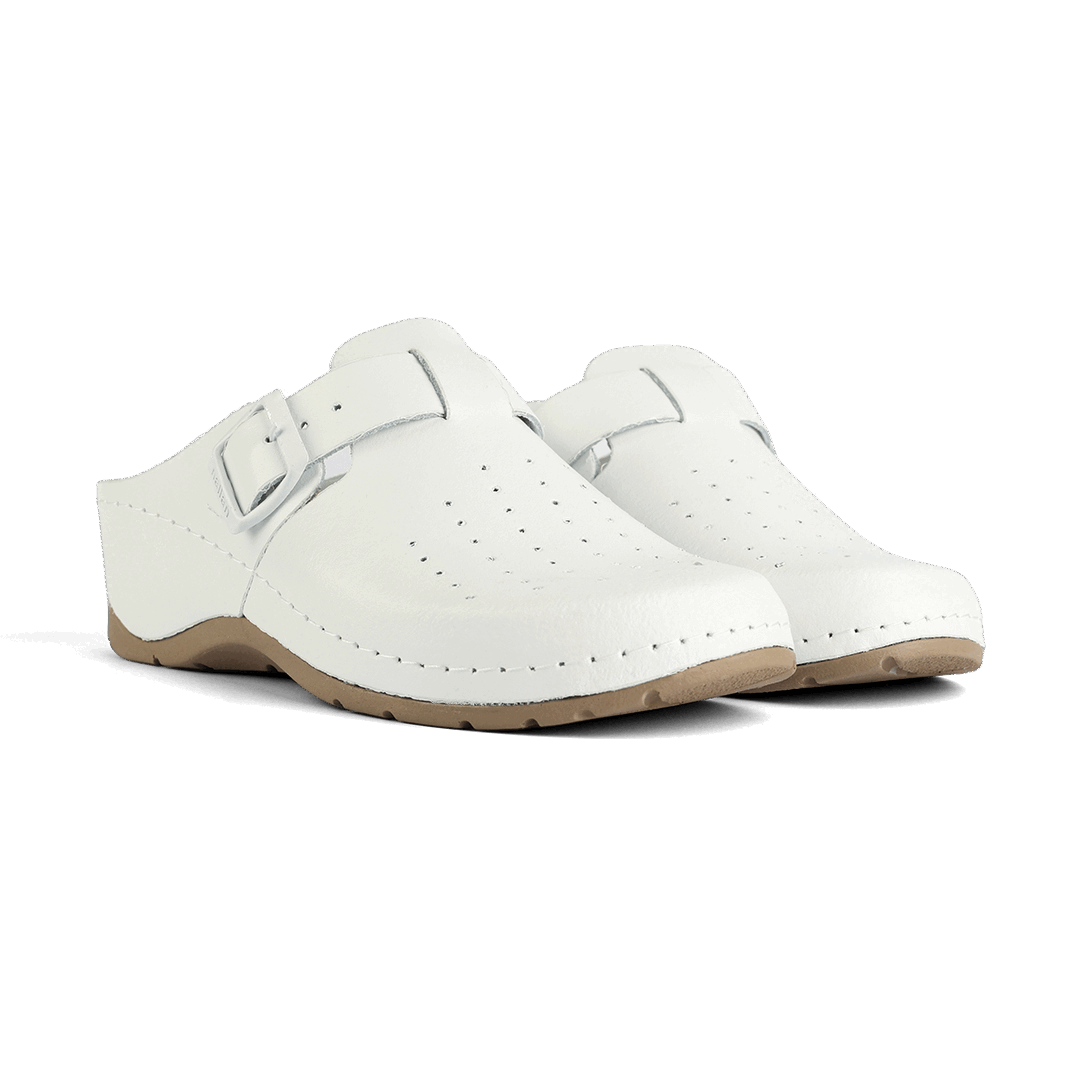 NALLAN Alba White women's clogs