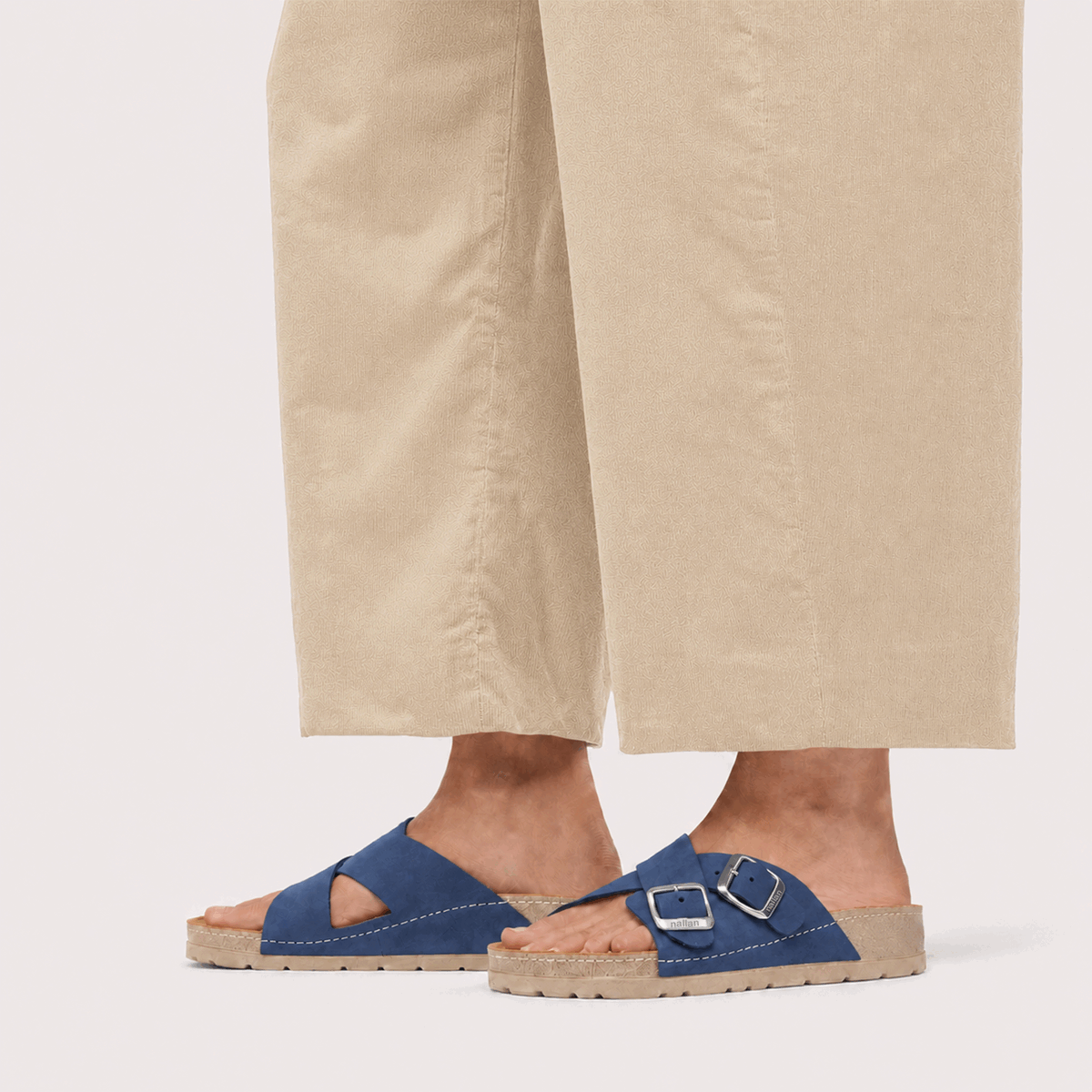 NALLAN Serena Navy women's leather slides – view 2